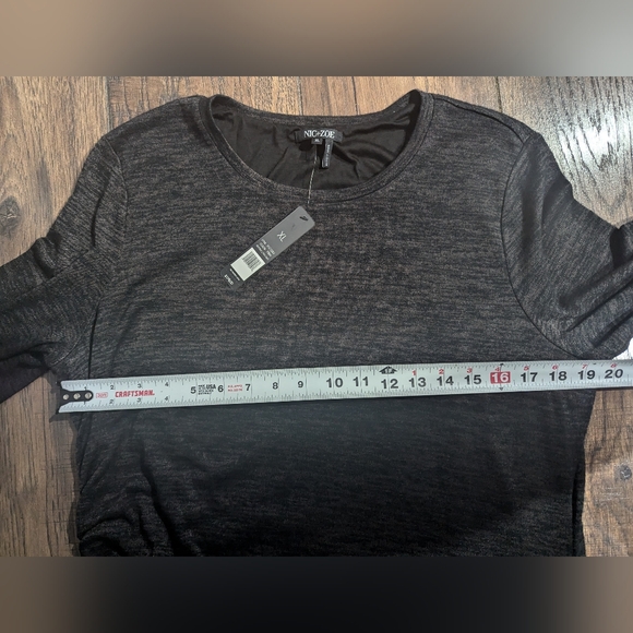 Nic+Zoe Maxi Angled Heathered Gray Dress w/ Ruching & Long Sleeves Size XL NWT! - Picture 7 of 16